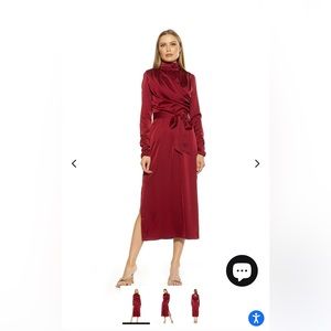 Alexia Admor cranberry mock neck midi dress